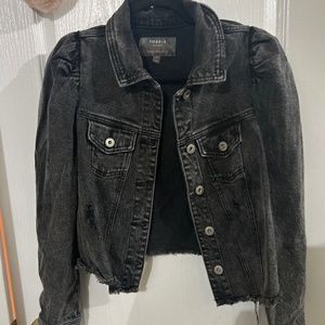 Puff sleeve denim jacket